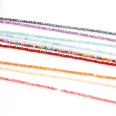 Natural Dyed Shell Loose Beads For DIY Jewelry Making Round Multicolor About 3mm Dia