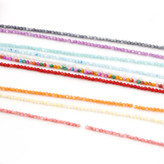 Image de Perles pour DIY Fabrication de Bijoux de Charme en Coquille Rond Multicolore 3mm Dia, Taille de Trou: 0.4mm, 1 Enfilade
