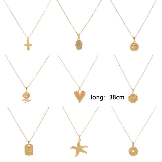 Image de Collier à Pendentif Chaîne Maille Forçat Élégant en 304 Acier Inoxydable Placage Sous Vide Écologique Simple & Décontracté Plaqué Or Véritable 18K Rond Rose Unisexe 1 Pièce