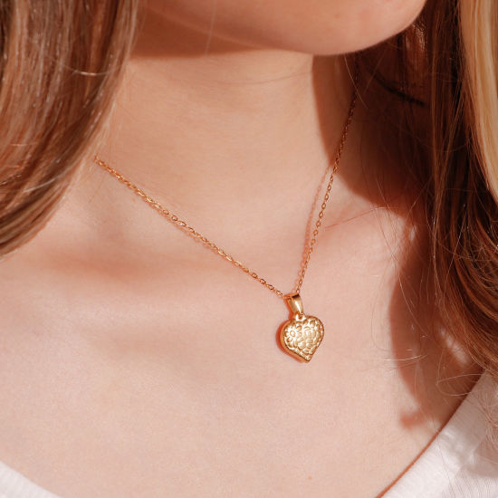 Image de Collier à Pendentif Chaîne Maille Forçat Élégant en 304 Acier Inoxydable Placage Sous Vide Écologique Simple & Décontracté Plaqué Or Véritable 18K Rond Rose Unisexe 1 Pièce