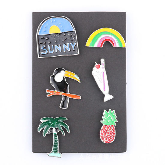 Imagen de Casual Pin Broches Pájaro Carpintero Piña Multicolor Esmalte 1 Unidad