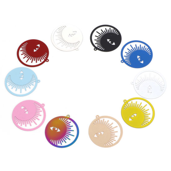 Imagen de Hierro Galaxia Colgantes Sol Multicolor Ojo 3.3cm x 3cm, 10 Unidades