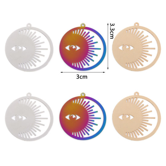 Imagen de Hierro Galaxia Colgantes Sol Multicolor Ojo 3.3cm x 3cm, 10 Unidades