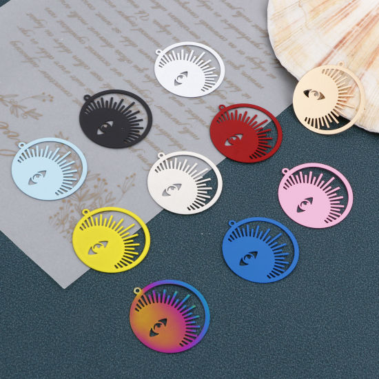 Imagen de Hierro Galaxia Colgantes Sol Multicolor Ojo 3.3cm x 3cm, 10 Unidades