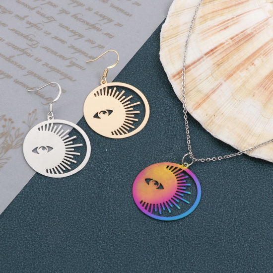 Imagen de Hierro Galaxia Colgantes Sol Multicolor Ojo 3.3cm x 3cm, 10 Unidades