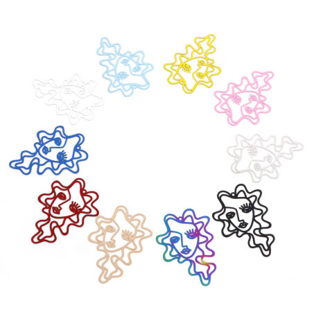 Железный Сплав(Без Кадмия) Филигранные цветок железа Подвески Лицо Разноцветный 5.1см x 3.7см, 5 ШТ