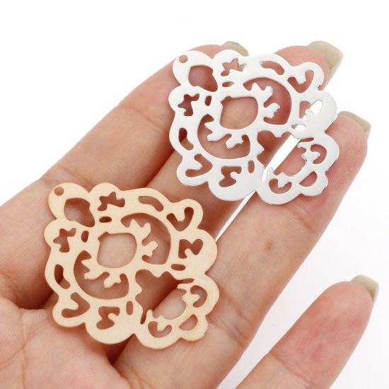 Imagen de Hierro Filigrana Estampación Colgantes Diamond Multicolor 4cm x 3.3cm, 5 Unidades