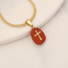 Picture of Eco-friendly 304 Stainless Steel & Gemstone Religious Link Chain Necklace 18K Gold Plated Oval Cross 40cm(15 6/8") long