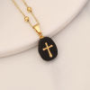 Picture of Eco-friendly 304 Stainless Steel & Gemstone Religious Link Chain Necklace 18K Gold Plated Oval Cross 40cm(15 6/8") long