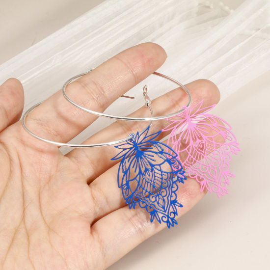 Immagine di Lega di Ferro Filigree Stamping Ciondoli Foglia Multicolore 3.8cm x 2.8cm , 10 Pz