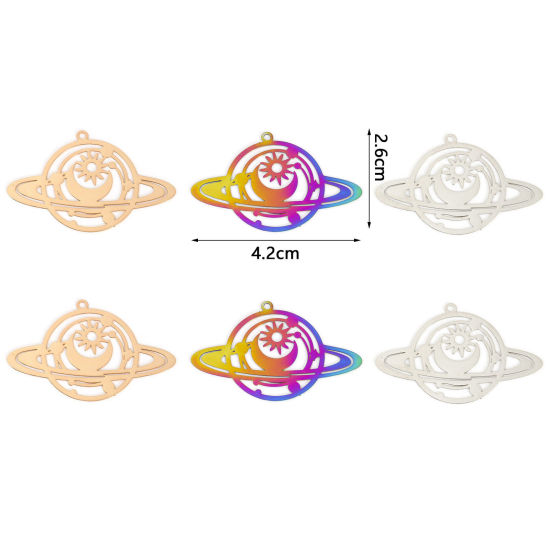 Immagine di Lega di Ferro Galassia Ciondoli Sole Multicolore Luna 4.2cm x 2.6cm , 10 Pz