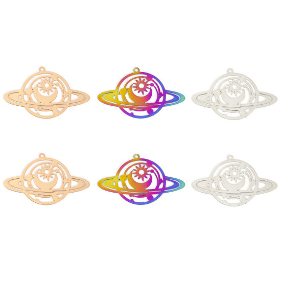 Immagine di Lega di Ferro Galassia Ciondoli Sole Multicolore Luna 4.2cm x 2.6cm , 10 Pz