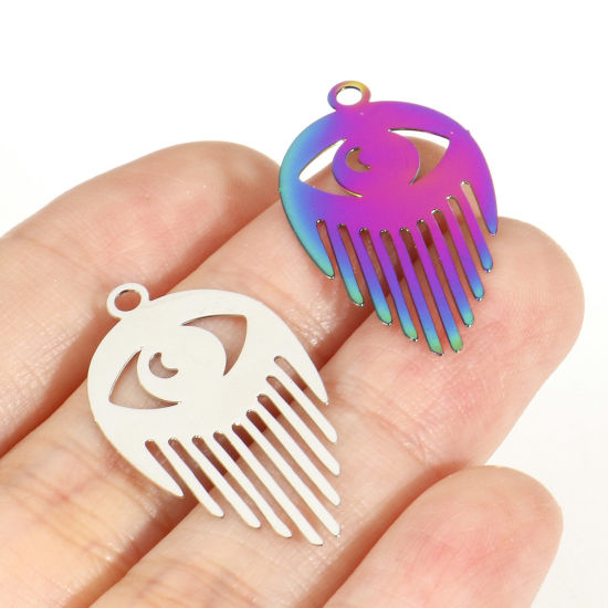 Immagine di Lega di Ferro Filigree Stamping Ciondoli Occhi Multicolore Nappine 3cm x 1.6cm , 10 Pz