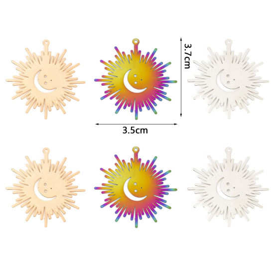 Immagine di Lega di Ferro Galassia Ciondoli Sole Multicolore Luna 3.7cm x 3.5cm , 10 Pz