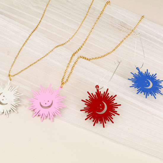 Immagine di Lega di Ferro Galassia Ciondoli Sole Multicolore Luna 3.7cm x 3.5cm , 10 Pz