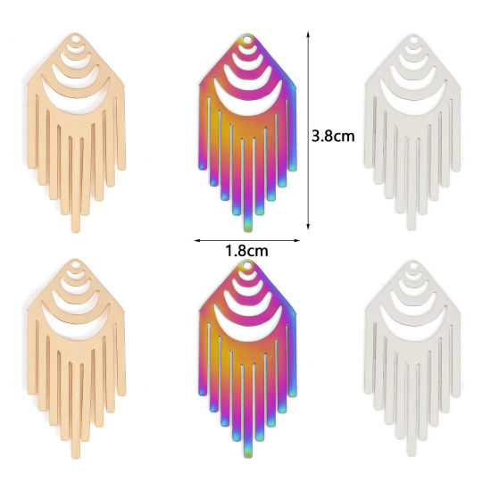 Imagen de Hierro Filigrana Estampación Colgantes Arco Multicolor Panícula 3.8cm x 1.8cm, 10 Unidades