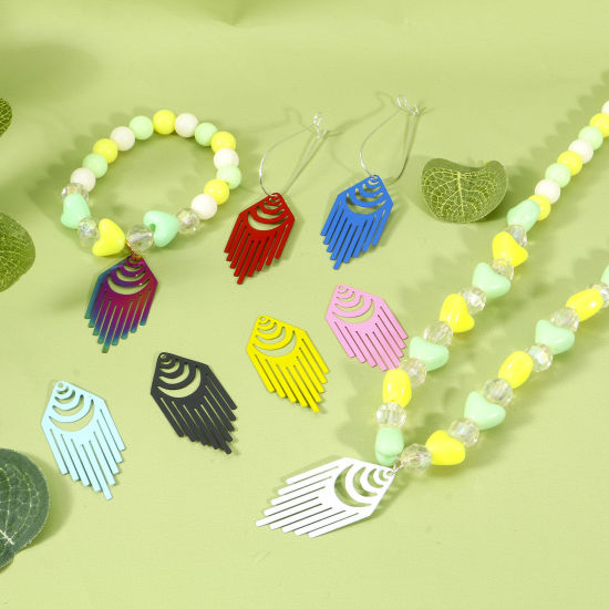 Imagen de Hierro Filigrana Estampación Colgantes Arco Multicolor Panícula 3.8cm x 1.8cm, 10 Unidades