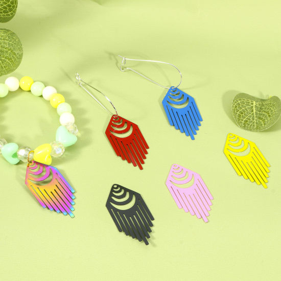 Imagen de Hierro Filigrana Estampación Colgantes Arco Multicolor Panícula 3.8cm x 1.8cm, 10 Unidades