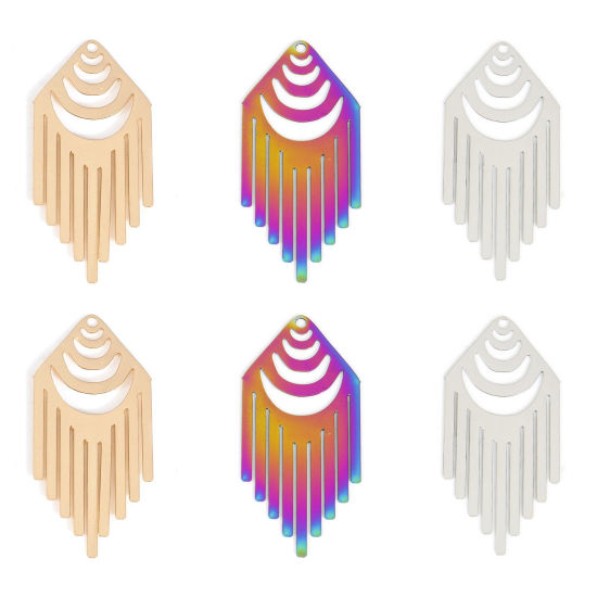 Imagen de Hierro Filigrana Estampación Colgantes Arco Multicolor Panícula 3.8cm x 1.8cm, 10 Unidades