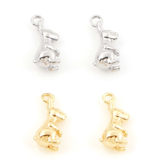 Bild von Messing Charms Echtgold plattiert Hase 3D 13mm x 6mm, 3 Stück