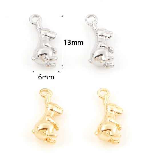 Bild von Messing Charms Echtgold plattiert Hase 3D 13mm x 6mm, 3 Stück