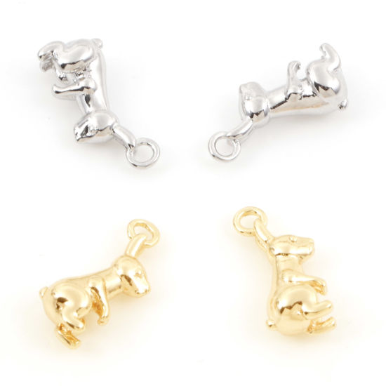 Bild von Messing Charms Echtgold plattiert Hase 3D 13mm x 6mm, 3 Stück