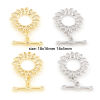 Picture of Brass Toggle Clasps Sunflower Real Gold Plated Micro Pave Clear Cubic Zirconia 18mm x 16mm