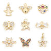 Picture of Brass Charms Gold Plated Multicolor Butterfly Animal Heart Micro Pave Clear Cubic Zirconia