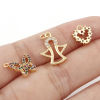 Picture of Brass Charms Gold Plated Multicolor Butterfly Animal Heart Micro Pave Clear Cubic Zirconia