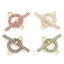Picture of Brass Connectors Charms Pendants Gold Plated Strip Circle Ring Micro Pave Multicolour Cubic Zirconia 3cm x 2.3cm
