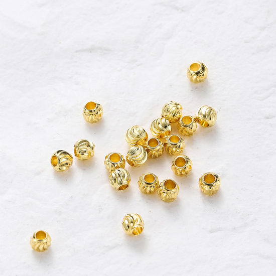 Immagine di Ottone Perline Distanziatrici per Gioielli Fai-da-te che Fanno Risultati Oro riempito Tondo Incisione 20 Pz
