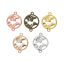 Picture of Zinc Based Alloy Connectors Charms Pendants Round Multicolor World Map Hollow 26mm x 19mm