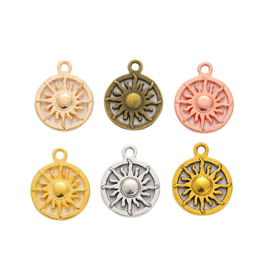 Imagen de Zamak Galaxia Colgantes Charms Ronda Multicolor Sol Hueco 20mm x 16mm, 20 Unidades