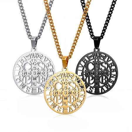 Respetuoso del Medio Ambiente 304 Acero Inoxidable Religión Link Curb Chain Collares Multicolor Ronda Cruz Hueco 1 Unidad