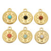 Imagen de Enchapado al Vacío Ecológico 304 Acero Inoxidable & Gema Bohemia Colgantes Charms Ronda 18k Chapado en Oro Multicolor Brújula 18mm Diámetro, 1 Unidad
