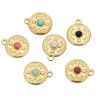 Imagen de Enchapado al Vacío Ecológico 304 Acero Inoxidable & Gema Bohemia Colgantes Charms Ronda 18k Chapado en Oro Multicolor Brújula 18mm Diámetro, 1 Unidad