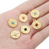 Imagen de Enchapado al Vacío Ecológico 304 Acero Inoxidable & Gema Bohemia Colgantes Charms Ronda 18k Chapado en Oro Multicolor Brújula 18mm Diámetro, 1 Unidad