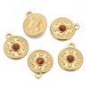 Imagen de Enchapado al Vacío Ecológico 304 Acero Inoxidable & Gema Bohemia Colgantes Charms Ronda 18k Chapado en Oro Multicolor Brújula 18mm Diámetro, 1 Unidad