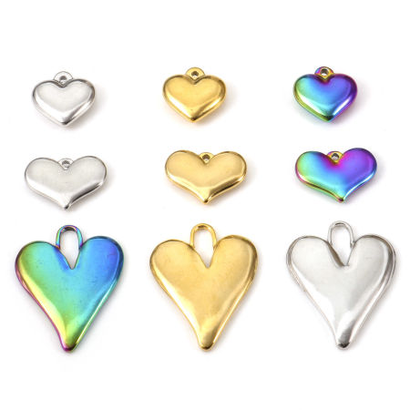Eco-friendly Vacuum Plating 304 Stainless Steel Valentine's Day Pendants Multicolor Heart
