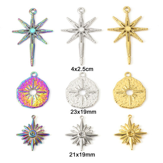 Изображение Экологически чистое вакуумное покрытие 304 Нержавеющая Сталь галактика Подвески Звезда Разноцветный 2 ШТ