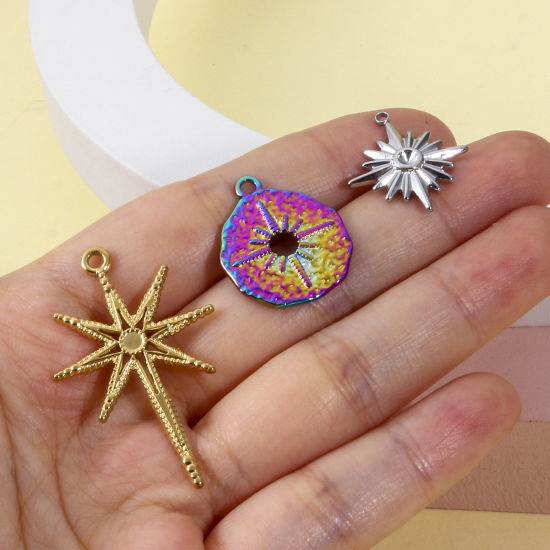 Изображение Экологически чистое вакуумное покрытие 304 Нержавеющая Сталь галактика Подвески Звезда Разноцветный 2 ШТ