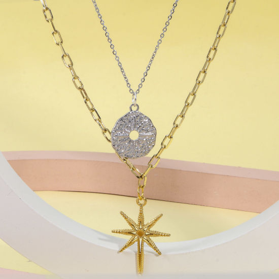 Изображение Экологически чистое вакуумное покрытие 304 Нержавеющая Сталь галактика Подвески Звезда Разноцветный 2 ШТ