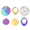Picture of Eco-friendly Vacuum Plating 304 Stainless Steel Pendants Multicolor Round Oval