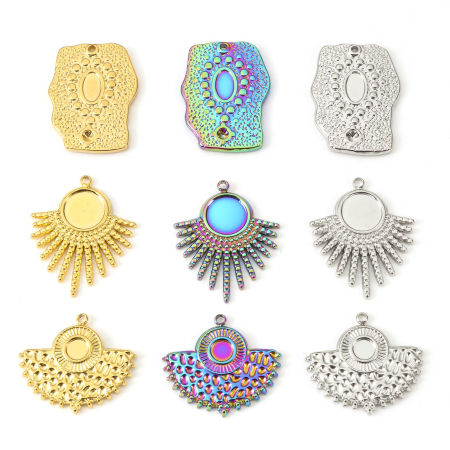 Eco-friendly Vacuum Plating 304 Stainless Steel Charms Multicolor Geometric