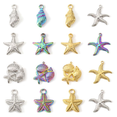Pendentifs en 304 Acier Inoxydable Placage Sous Vide Écologique Escargot de Mer Multicolore Coquilles 2 Pcs
