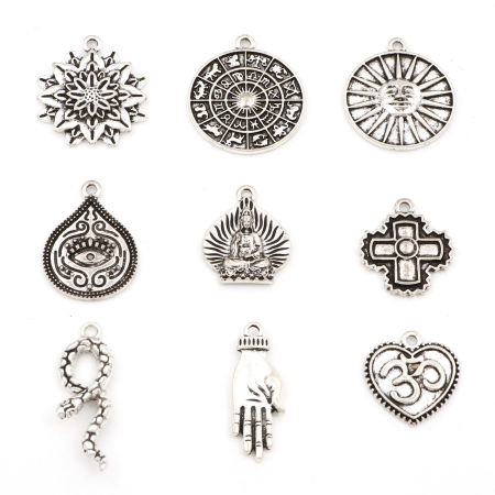Picture of Zinc Based Alloy Pendants Antique Silver Color Bodhisattva Hand Palm