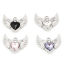 Image de Breloques La Saint Valentin en Alliage de Zinc Cœur Argent Mat Ailes à Strass Coloré 22.5mm x 21mm, 5 Pcs