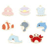 Picture of Zinc Based Alloy Ocean Jewelry Charms Gold Plated Multicolor Marine Animal Enamel