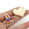 Picture of Zinc Based Alloy American Independence Day Pendants Gold Plated Red & Blue National Flag Enamel Clear Rhinestone