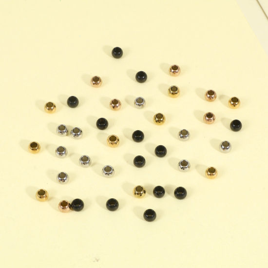 Imagen de Respetuoso del Medio Ambiente 201 Acero Inoxidable Cuentas para la Fabricación de Joyas con Dijes de Bricolaje Ronda Multicolor Pulido 4mm Diámetro, 10 Unidades